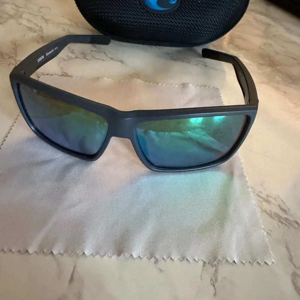 Gray Sunglasses with Blue Lenses - Picture 1 of 2